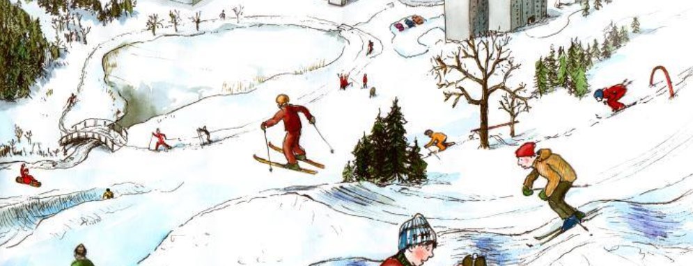 Menneser som leker på ski